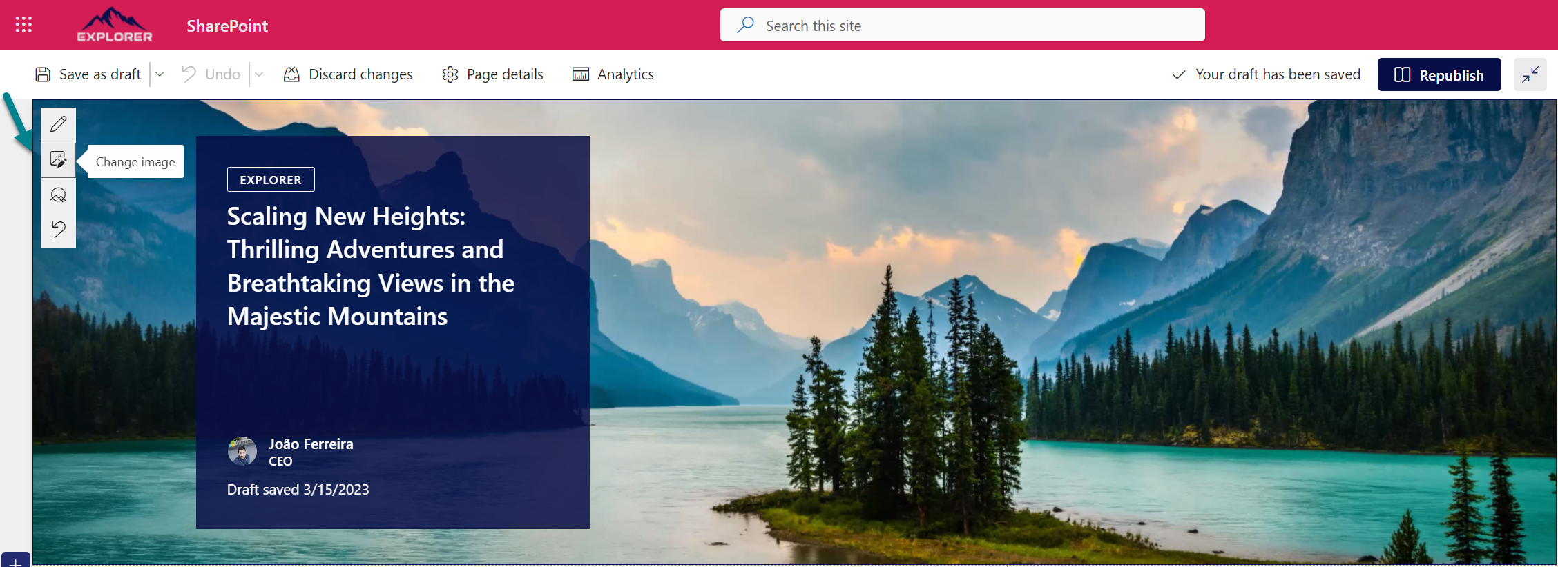 SharePoint pages video background